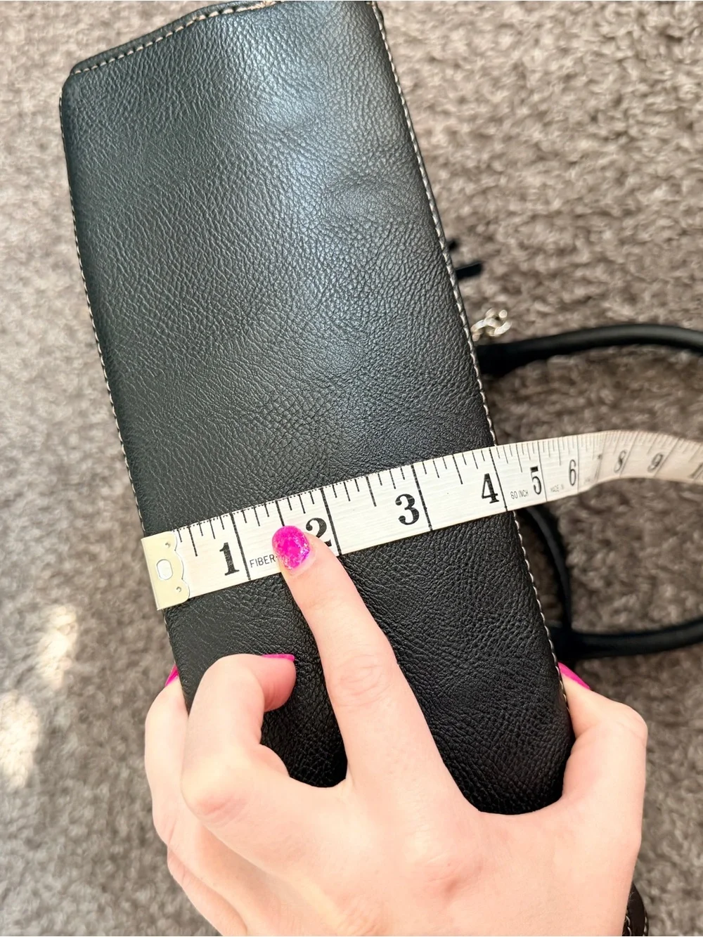 Nine West Black Pattern Handbag with Long Strap and Short Strap